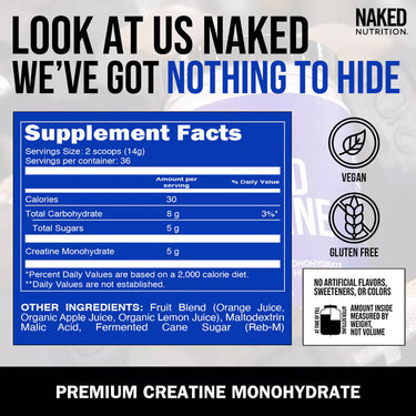 Orange Creatine Monohydrate Powder | Naked Creatine - 1.1LB